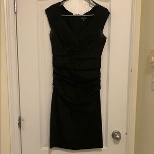 Black Ruched Sheath Dress with V-neck for Cocktail